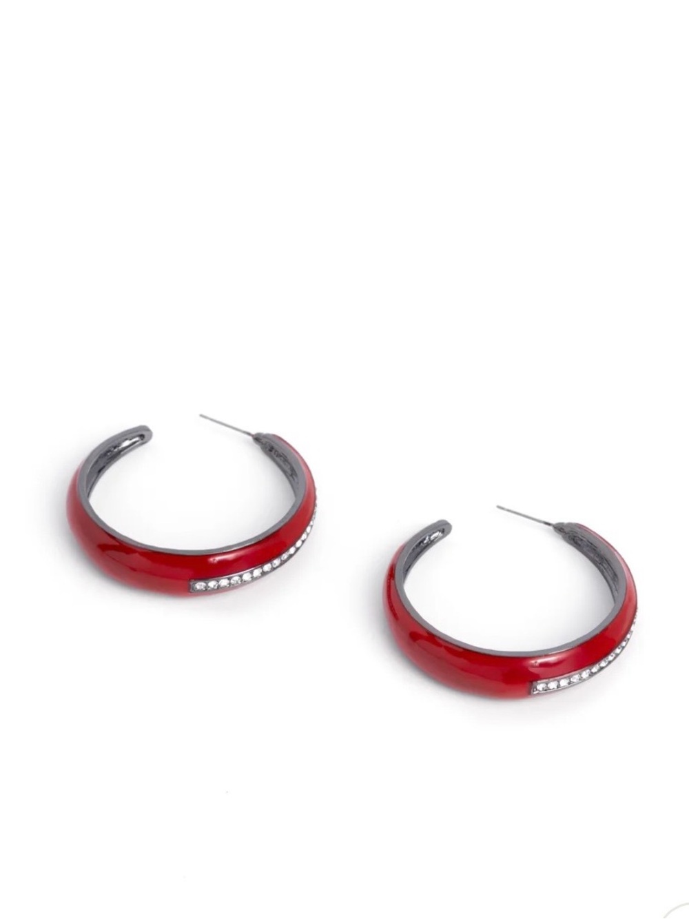 Paparazzi Uniquely Unexpected Red Hoop Earrings with Crystal Accent